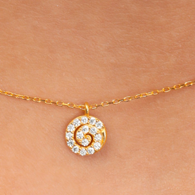 Gold Filled Dainty Crystal Spiral Choker Necklace - Mother's Day Gift