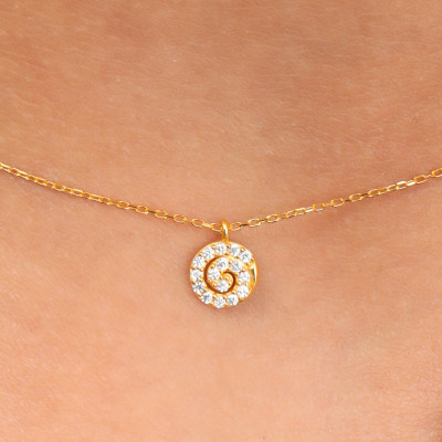 Gold Filled Dainty Crystal Spiral Choker Necklace - Mother's Day Gift