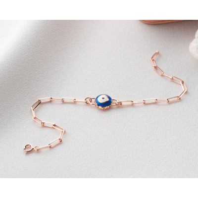 Gold Dainty Evil Eye Protection Bracelet, Lucky Charm Bracelet for Mother's Day, Gift for Mom