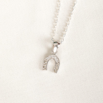 Sterling Silver Horseshoe Necklace - Lucky Charm Pendant for Horse Lovers - Gift for Her