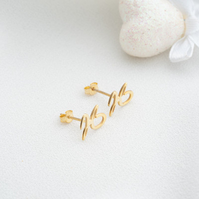 Personalized Custom Initial Stud Earrings - Silver & Gold Letter Earrings