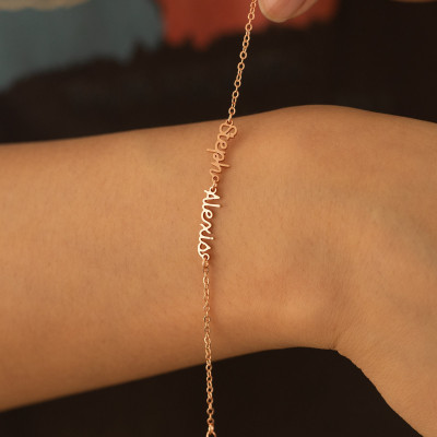 Personalized Tiny Name Bracelet, Custom Stackable Name Bracelets Set, Handmade Jewelry for New Moms and Bridesmaids Gifts