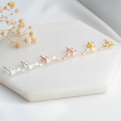 Silver Star Stud Earrings Set for Women - Dainty Starburst Design Jewelry Gift for Mom