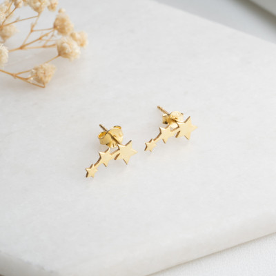 Silver Star Stud Earrings Set for Women - Dainty Starburst Design Jewelry Gift for Mom