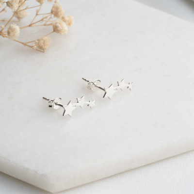 Silver Star Stud Earrings Set for Women - Dainty Starburst Design Jewelry Gift for Mom