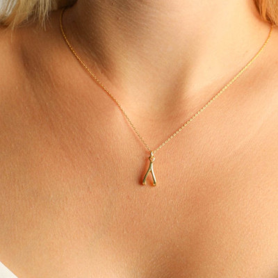 Gold Filled Tiny Wishbone Necklace, Silver Lucky Charm Wishbone Necklace, Anniversary Gift for Her or Him