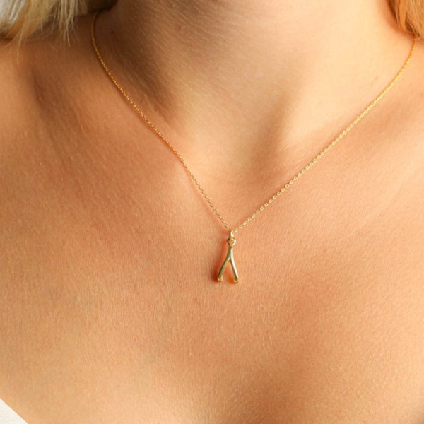 Gold Filled Tiny Wishbone Necklace, Silver Lucky Charm Wishbone Necklace, Anniversary Gift for Her or Him