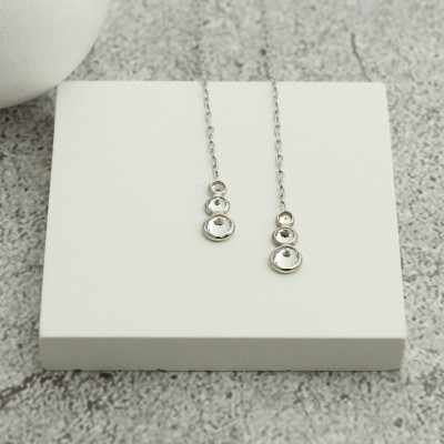 Triple Diamond CZ Long Chain Earrings - Lab Created Diamond Earrings - Mommy Christmas Gift - Bridesmaid Jewelry