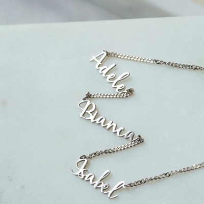 Personalized Double Name Family Necklace, Custom Jewelry Gift for Mom, 14K Gold & 925 Silver