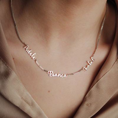 Personalized Double Name Family Necklace, Custom Jewelry Gift for Mom, 14K Gold & 925 Silver