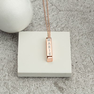 Personalized Vertical Bar Necklace with Hidden Message, Morse Code & Coordinates | Unique Gift for Men | Valentine's Day