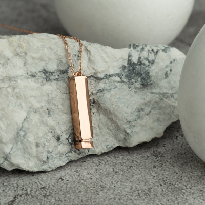 Personalized Vertical Bar Necklace with Hidden Message, Morse Code & Coordinates | Unique Gift for Men | Valentine's Day