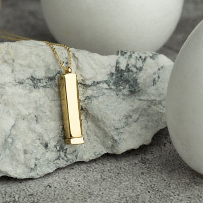 Personalized Vertical Bar Necklace with Hidden Message, Morse Code & Coordinates | Unique Gift for Men | Valentine's Day