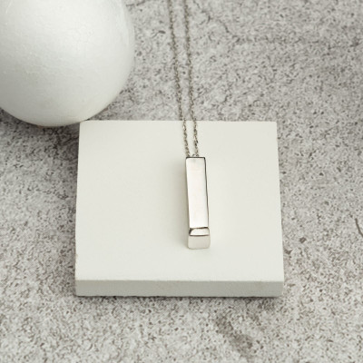 Personalized Vertical Bar Necklace with Hidden Message, Morse Code & Coordinates | Unique Gift for Men | Valentine's Day