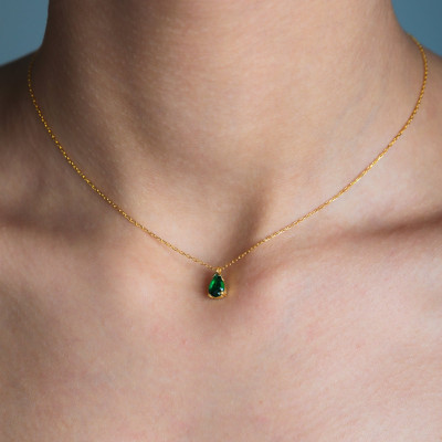 Emerald Green Gemstone Necklace: Citrine, Pink Tourmaline, Red Ruby Bridesmaid Gift Birthstone Jewelry