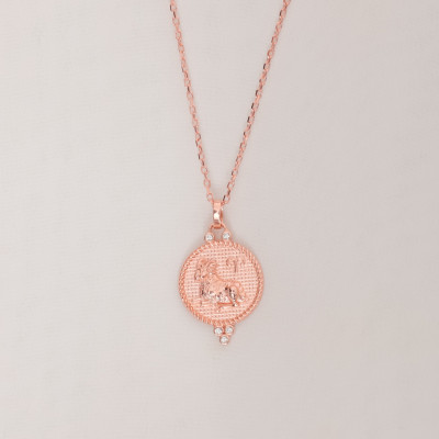 Aries Zodiac Sign Coin Pendant Necklace - Astrology Birthday Choker