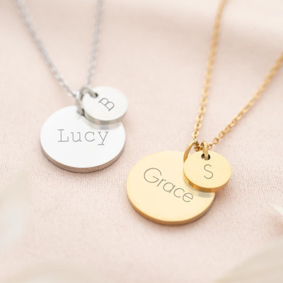 Gold Asta Initial & Name Personalized Disc Necklace - Mother's Day/Birthday Gift for Her | AllUniqueness