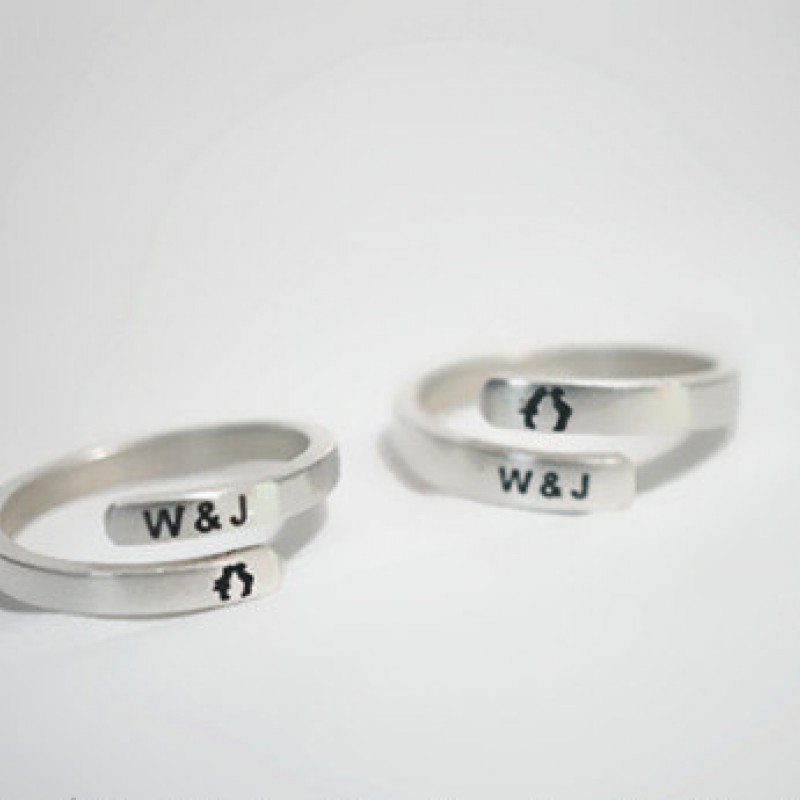Gorgeous Sterling Silver Couple Name Rings