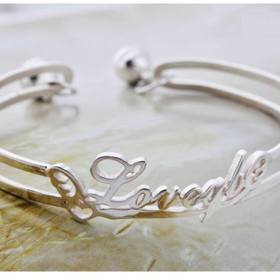 Baby Name Bracelet Silver, Any Name Bracelet, Personalized Name Bracelet with Bell, Personalized Letter Bracelet,Initial Bracelet