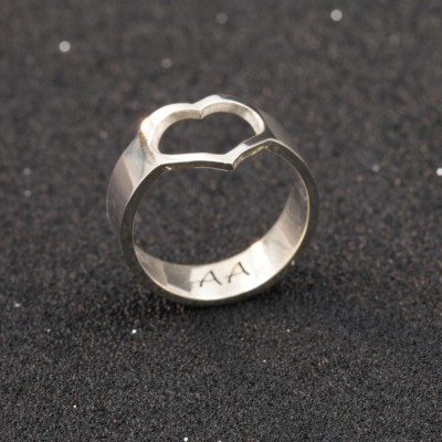 Custom Heart Ring, Engraved Silver Ring, Personalized Silver Ring, Valentine's Gift, Gold Silver Rings, Gift for Her, Custom Name Rings