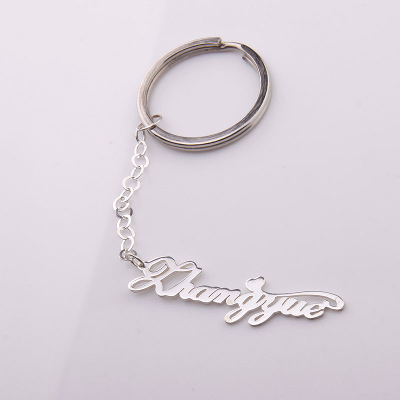 HACOOL 925 Sterling Silver Personalized Name Keychain Custom Made with Any Names 