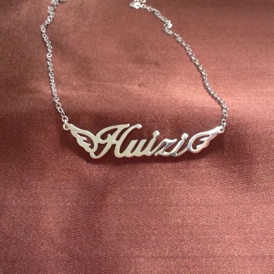 Custom Name Necklace, Custom Initial Necklace, Name Necklace, White Gold Name Necklace, Personalized Nameplate necklace, Font Necklace