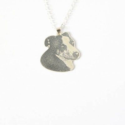 Dog Photo Necklace, Dog Portrait Necklace, Dog Tag Necklace, Memorial Photo Jewelry, Engraved Photo Necklace, Cute Pet Lover Gift