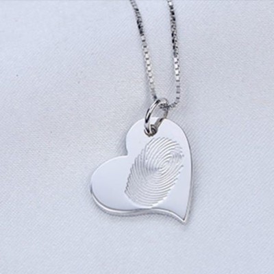 Fingerprint Necklace, Fingerprint Silver Necklace, Custom Heart Necklace, Gold Heart Pendant, Fingerprint Silver Pendant