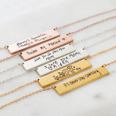 Custom Handwriting Necklace - Engraved Signature Jewelry - Personalized Gift for Her