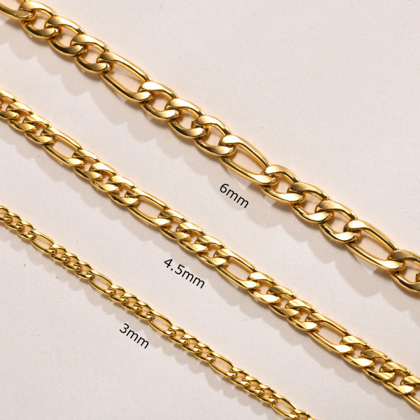 Gold Women's Figaro Chain Necklace, Women's Jewelry, Gift for Her