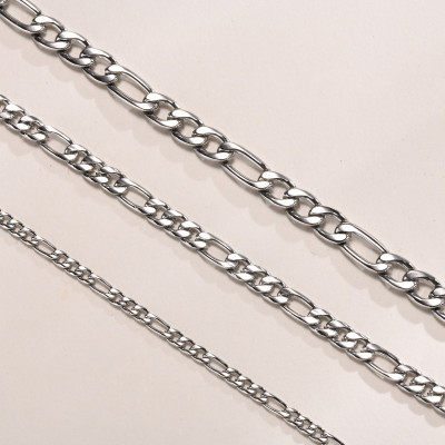 Gold Women's Figaro Chain Necklace, Women's Jewelry, Gift for Her