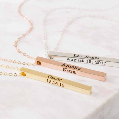 Custom Coordinates Necklace • Personalized Bar Necklace • Vertical Bar Layered Necklace • Bridesmaids Gifts • Wedding Jewelry