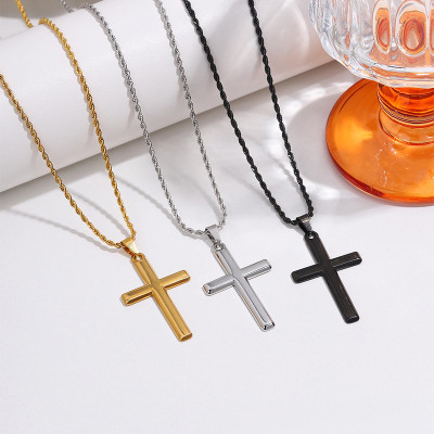Sterling Silver Dainty Gold Cross Necklace for Women - Baptism & Religious Christian Gift with Curb Chain -