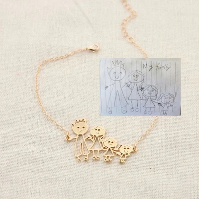 Actual Kids Drawing Necklace - Children Artwork Necklace - Kid Art Gift - Personalized Necklace - Special Gift for Mom - Grandma Gift
