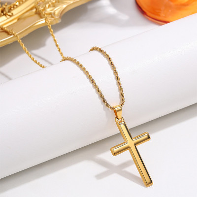 Sterling Silver Dainty Gold Cross Necklace for Women - Baptism & Religious Christian Gift with Curb Chain -