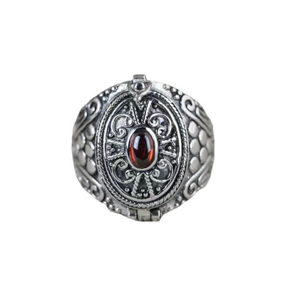 Men's Sterling Silver Secret Message Locket Ring - Openable Gift for Him, Valentine's Day