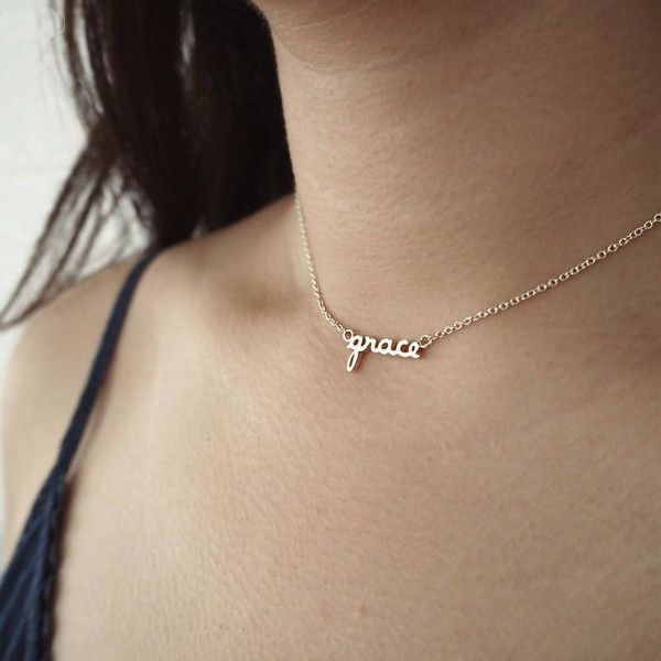 Tiny Personalized Name Necklace - Baby Girl Charm - Bridesmaid & Baby Shower Gift