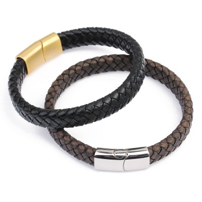 Personalised Men's Thick Woven Leather Bracelet - Engraved Signature Bracelet - Memorial Custom Handwriting - Personalized Keepsake Gift