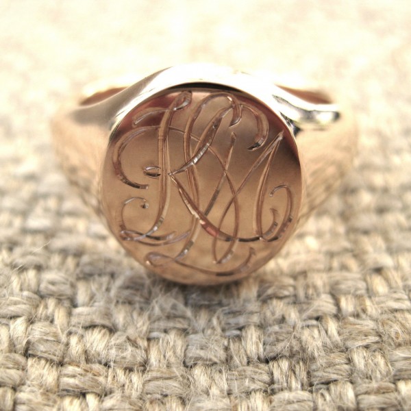 CIrcle Designs Signet Monogram Initial Ring Rose Gold - Custom Jewellery By All Uniqueness