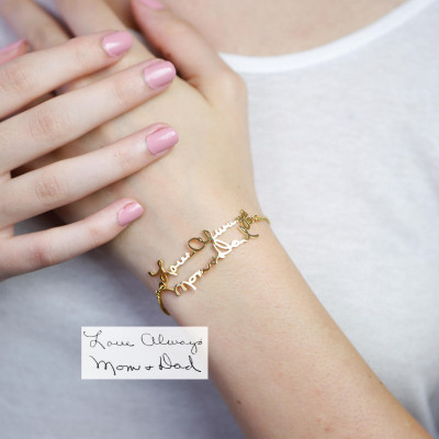 Handwriting Bracelet - Custom Actual Handwriting Jewelry - Signature Bracelet - Memorial Personalized Keepsake Gift - Mother's Gift