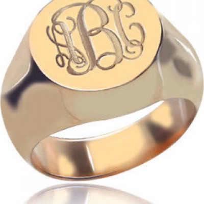 CIrcle Designs Signet Monogram Initial Ring Rose Gold - Custom Jewellery By All Uniqueness