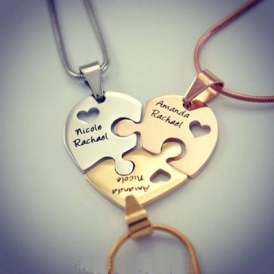 Triple Heart Puzzle - Three Necklaces - Custom Jewellery By All Uniqueness