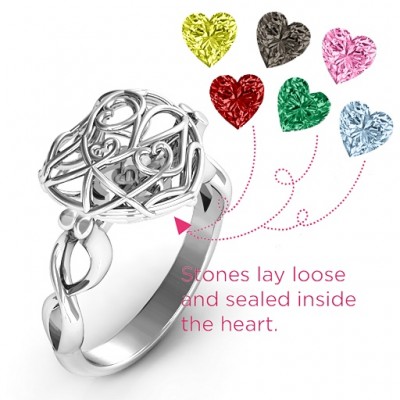 Encased in Love Caged Hearts Ring with Infinity Band - Custom Jewellery By All Uniqueness