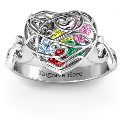 Encased in Love Caged Hearts Ring with Infinity Band - Custom Jewellery By All Uniqueness