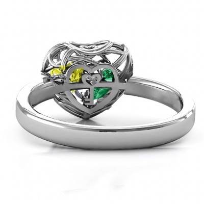 Encased in Love Petite Caged Hearts Ring with Classic Band - Custom Jewellery By All Uniqueness