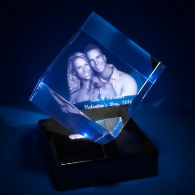 Square Crystal With Photo/Text Engraved Inside - Custom Jewellery By All Uniqueness