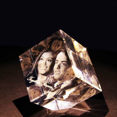 Square Crystal With Photo/Text Engraved Inside - Custom Jewellery By All Uniqueness