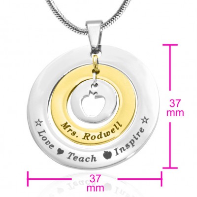 Circles of Love Necklace Teacher - TWO TONE - Gold Silver - Custom Jewellery By All Uniqueness