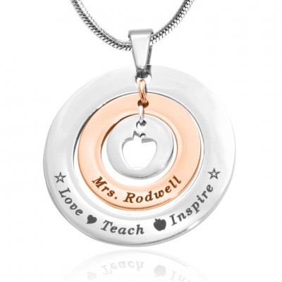 Circles of Love Necklace Teacher - TWO TONE - Rose Gold Silver - Custom Jewellery By All Uniqueness