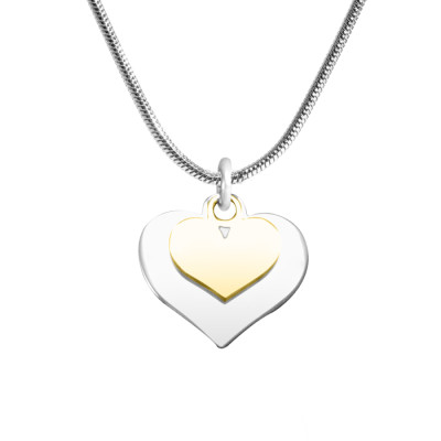 Double Heart Necklace - Two Tone - Gold n Silver - Custom Jewellery By All Uniqueness